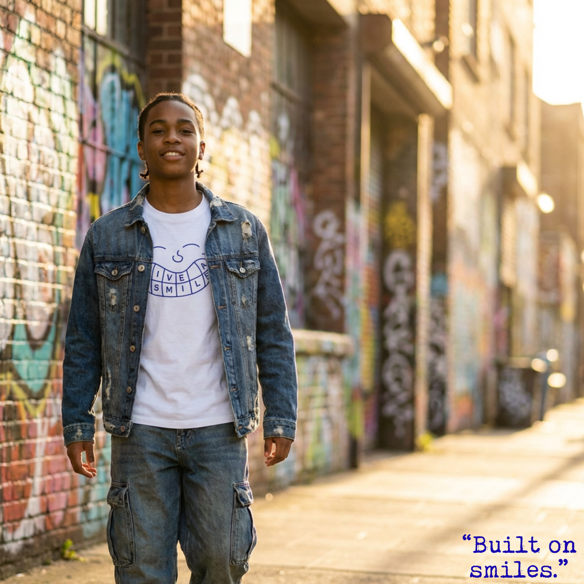 Give a Smile Logo T-Shirt Blue