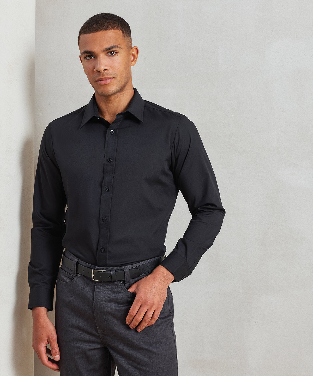 Premier Poplin Fitted Long Sleeve Shirt, ready to custom print with your logo or design