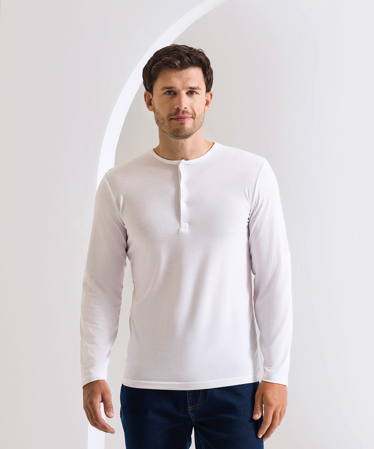 Premier Long John Roll-Sleeve Tee, ready to custom print with your logo or design