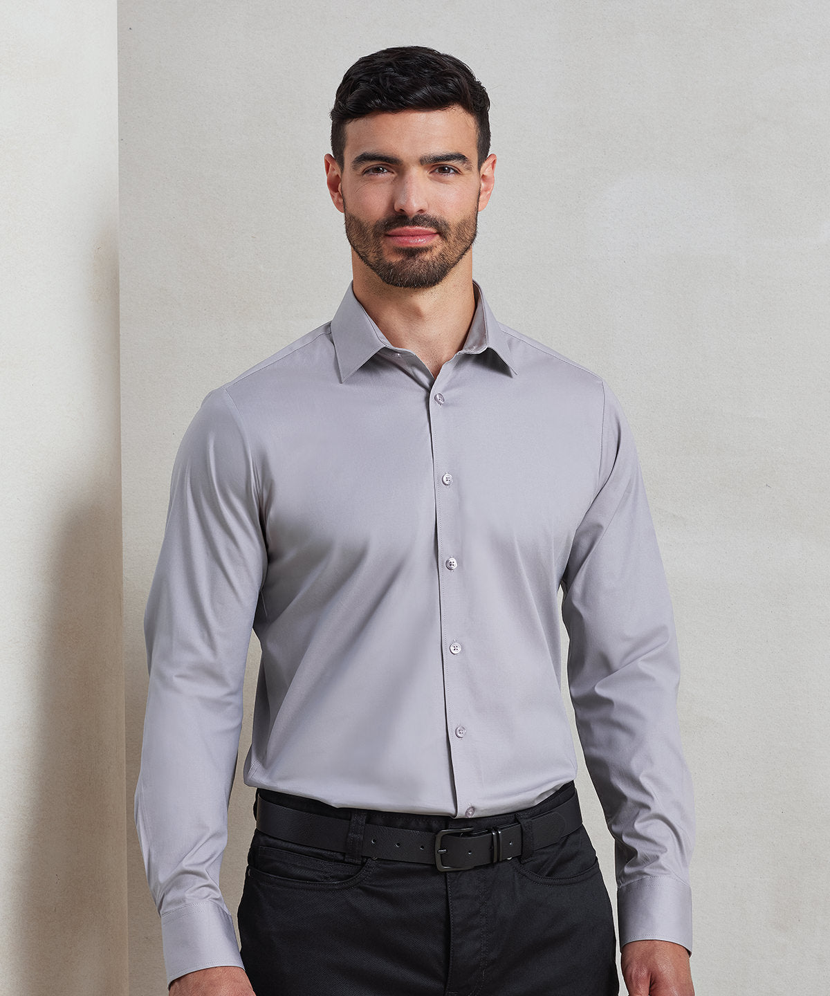 Premier Stretch Fit Cotton Poplin Long Sleeve Shirt, ready to custom print with your logo or design