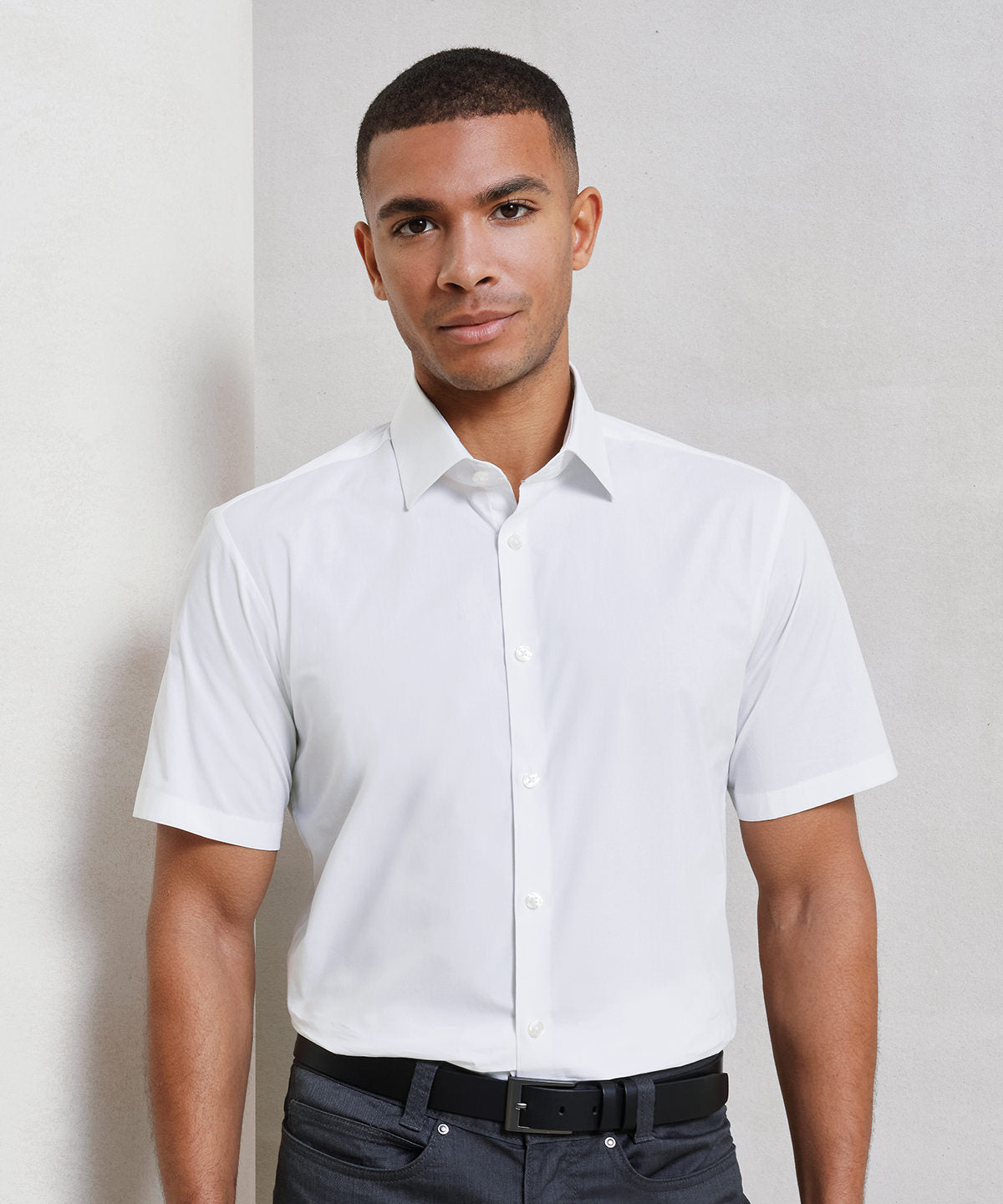 Premier Stretch Fit Cotton Poplin Short Sleeve Shirt, ready to custom print with your logo or design