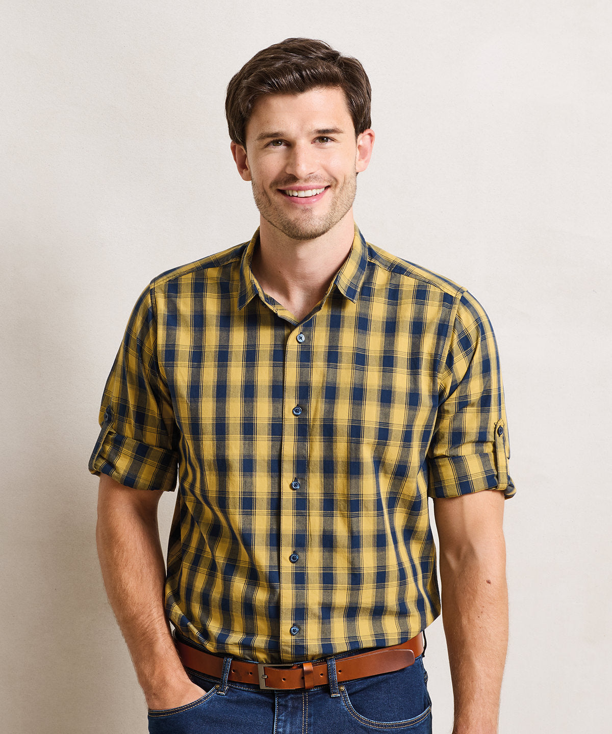 Premier Mulligan Check Cotton Long Sleeve Shirt, ready to custom print with your logo or design