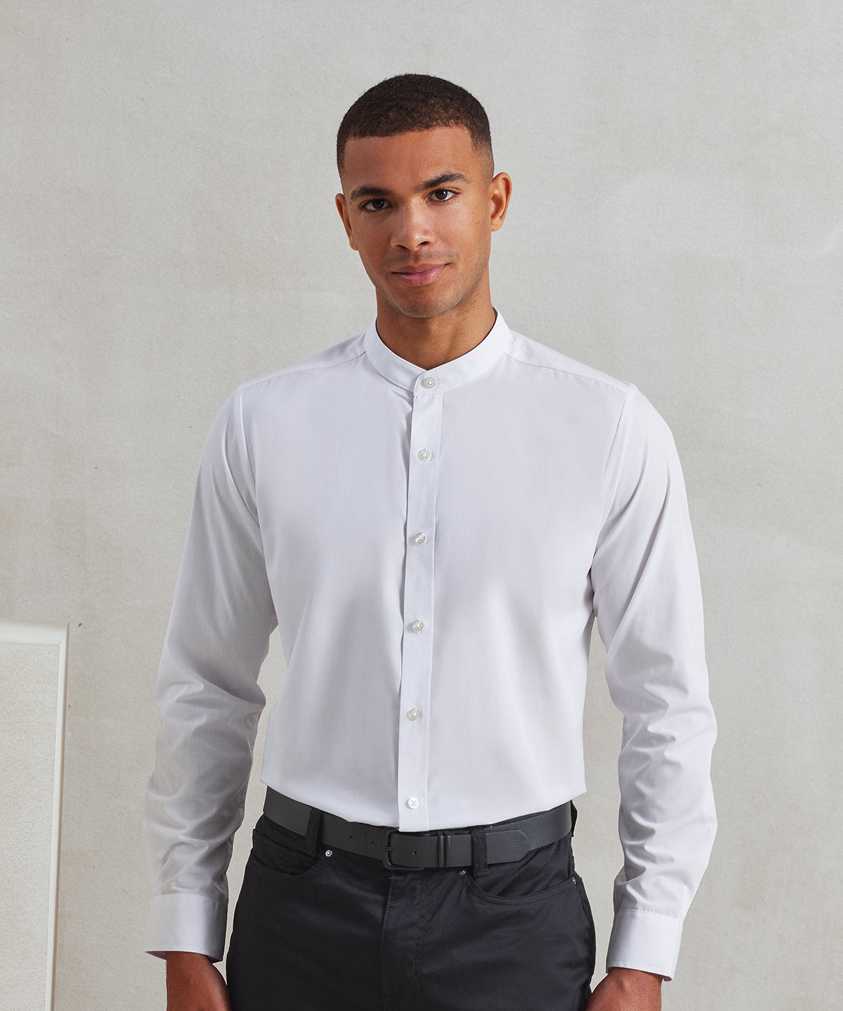 Premier Banded Collar Grandad Long Sleeve Shirt, ready to custom print with your logo or design