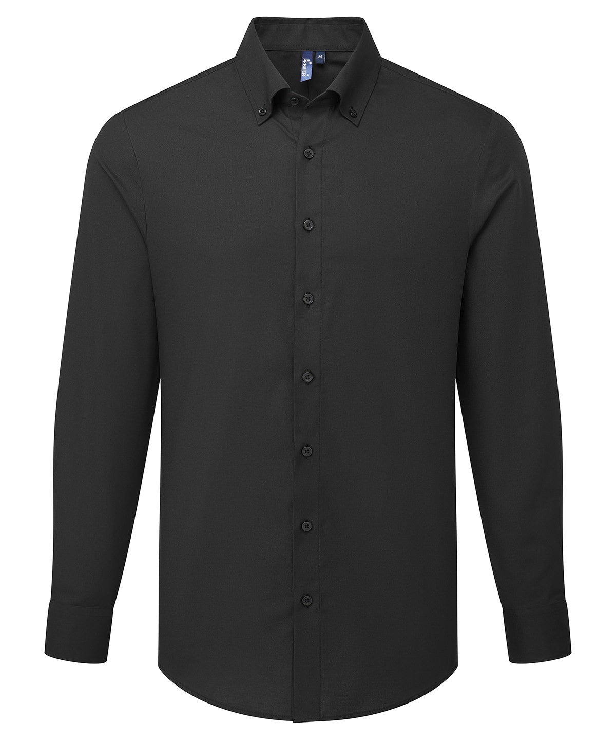 Premier Supreme Oxford Long Sleeve Shirt in Black, front view
