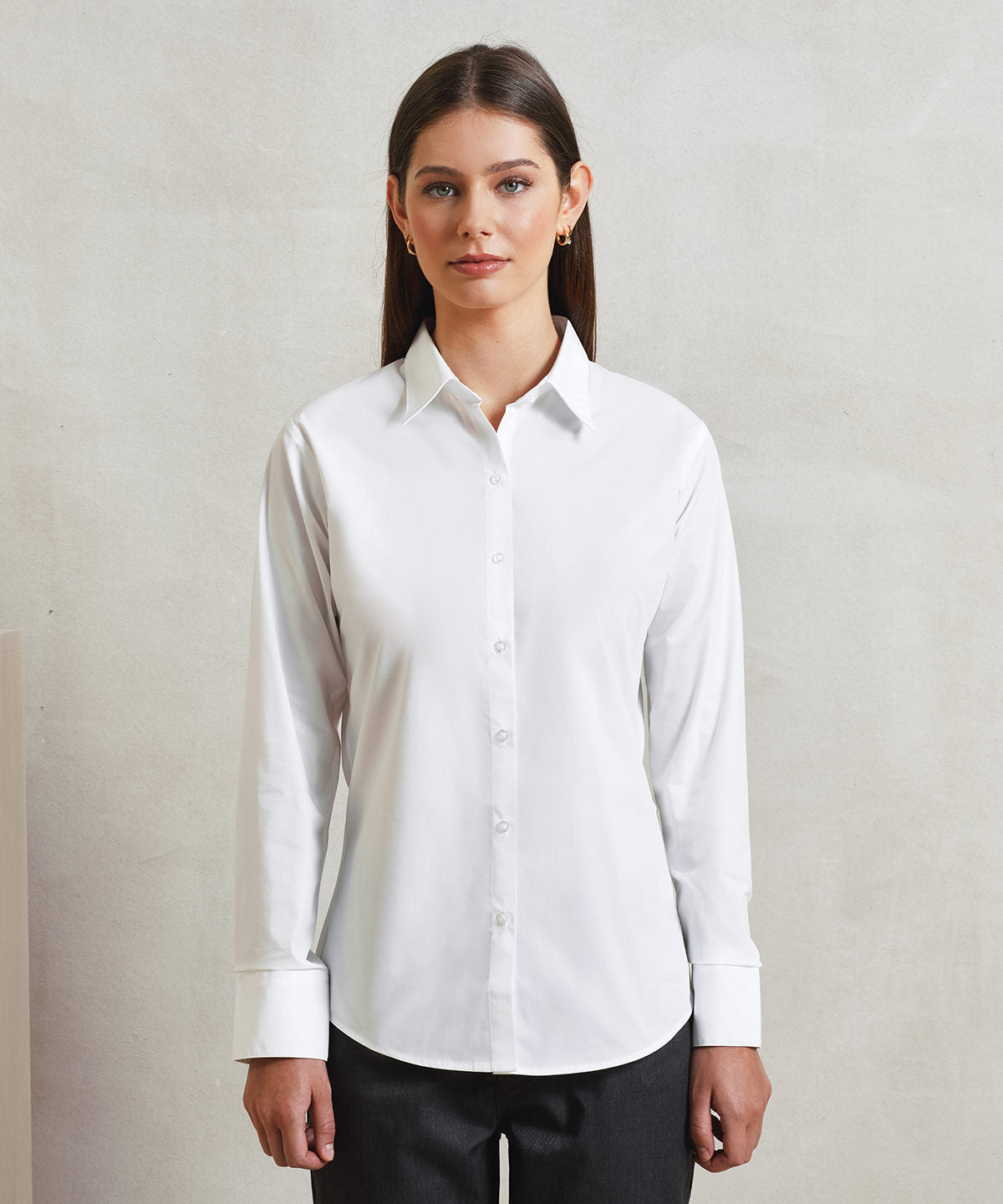 Premier Women's Supreme Poplin Long Sleeve Shirt, ready to custom print with your logo or design
