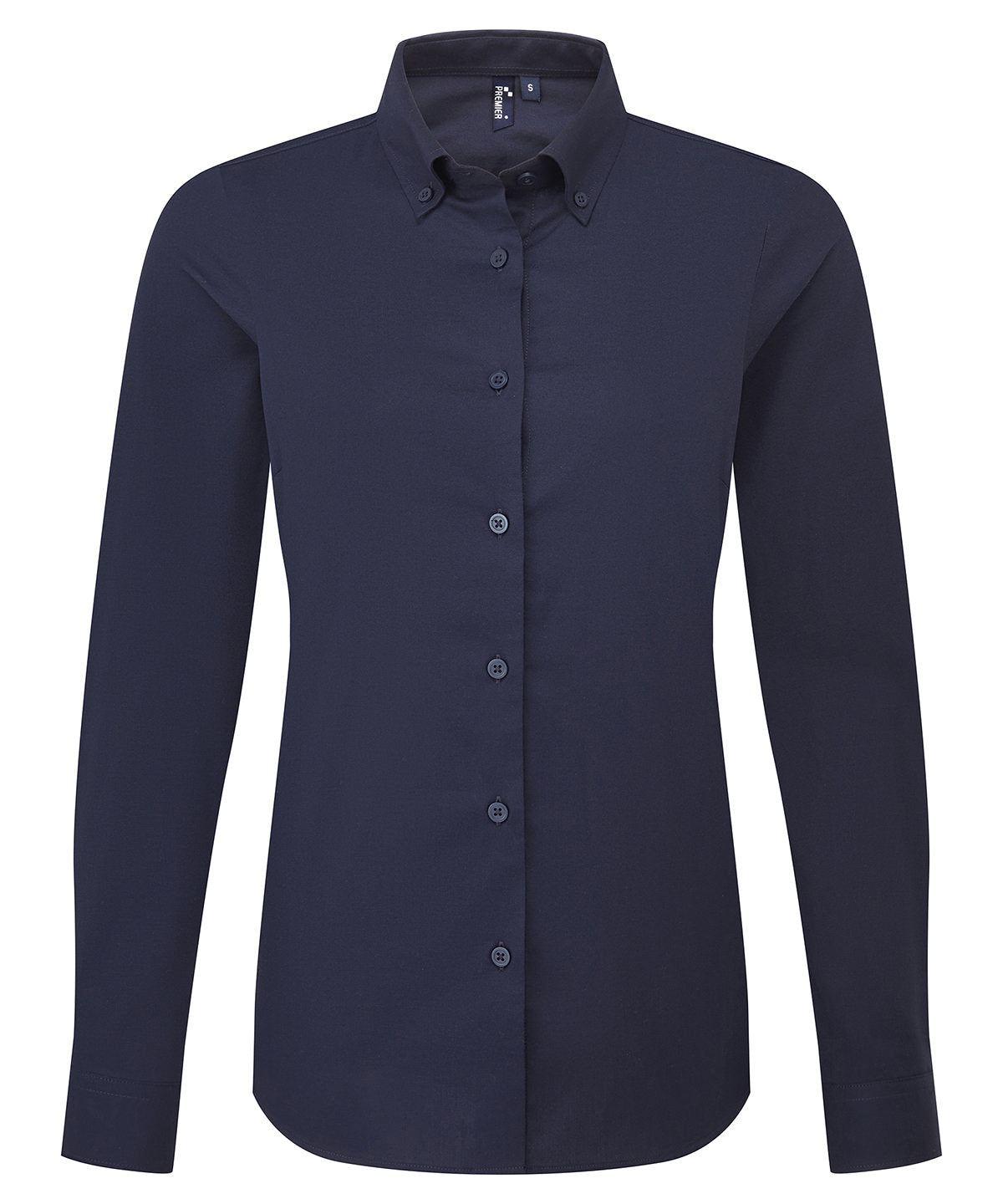 Premier Women's Supreme Oxford Long Sleeve Shirt in Navy, front view