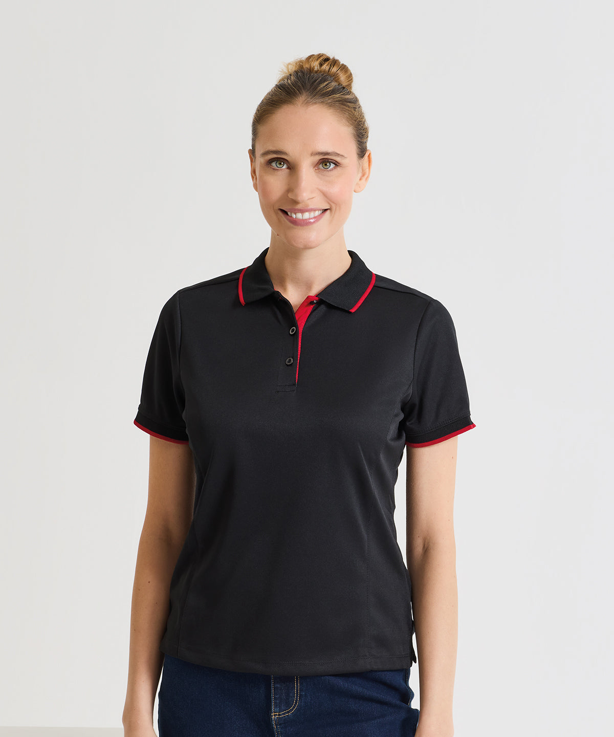 Premier Women's Contrast Coolchecker Polo, ready to custom print with your logo or design