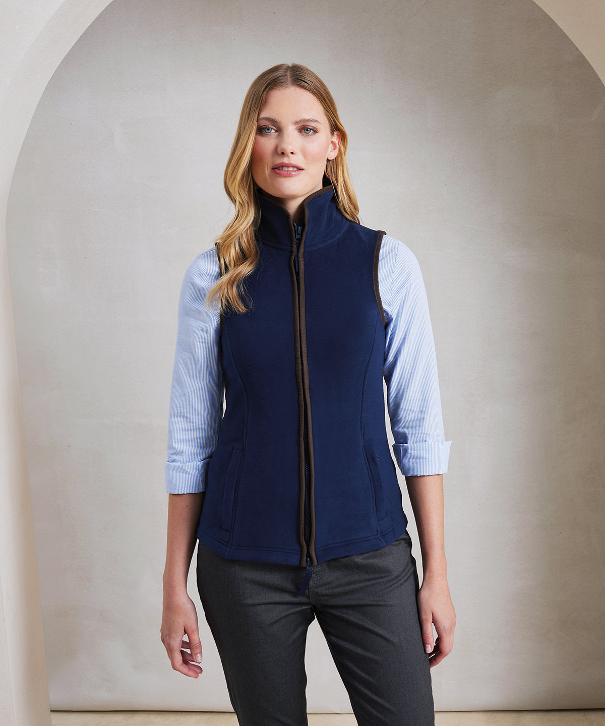 Premier Women's Artisan Fleece Gilet, ready to custom print with your logo or design