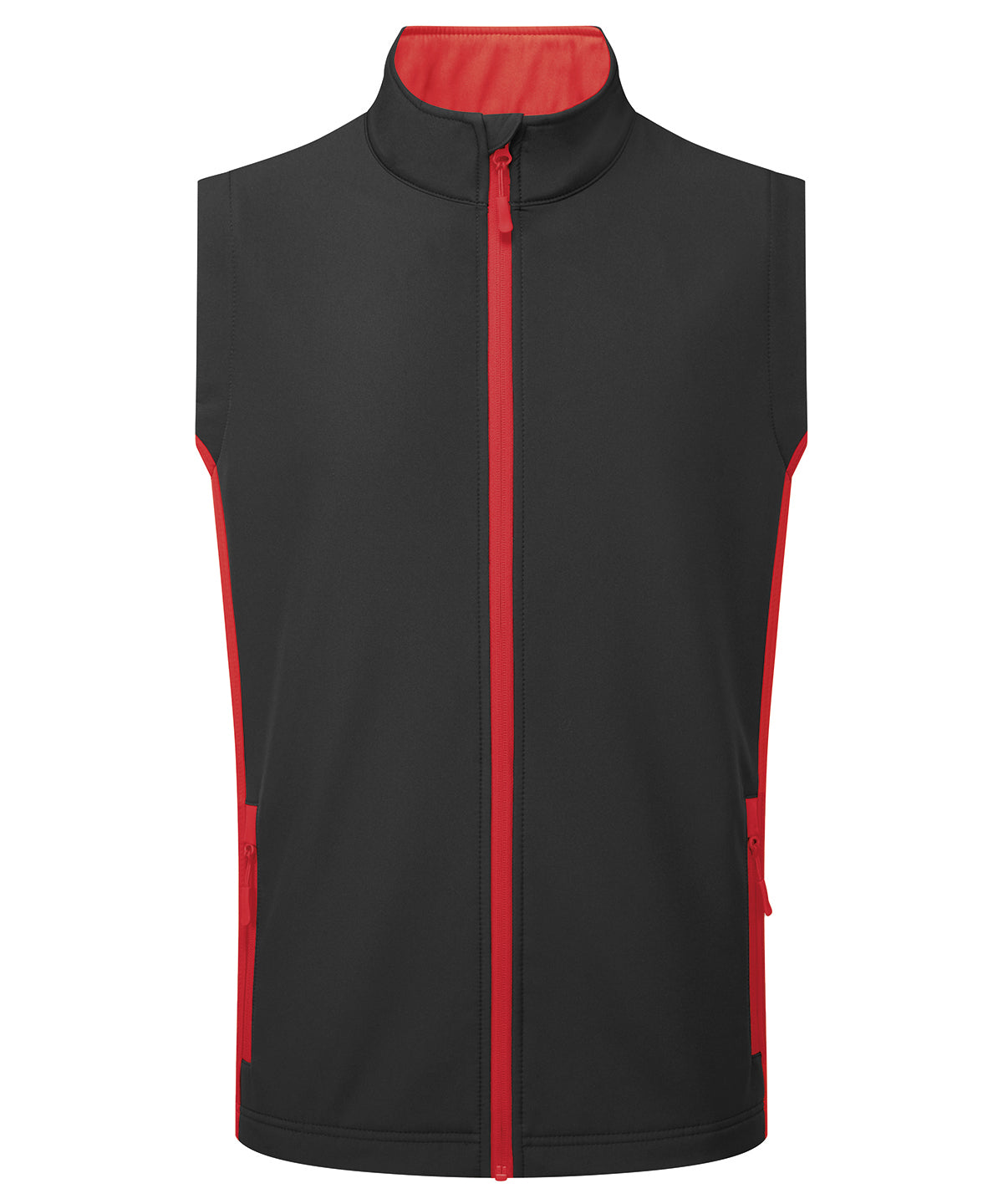 Premier Windchecker Printable and Recycled Gilet in Black/Classic Red