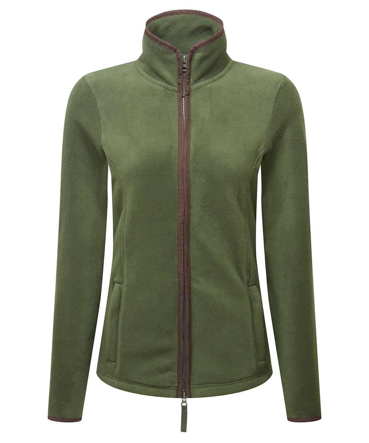 Premier Women's Artisan Fleece Jacket in Moss Green/Brown