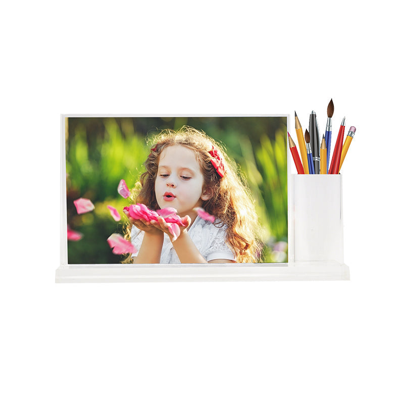 Pen Holder Photo Frame - Clear