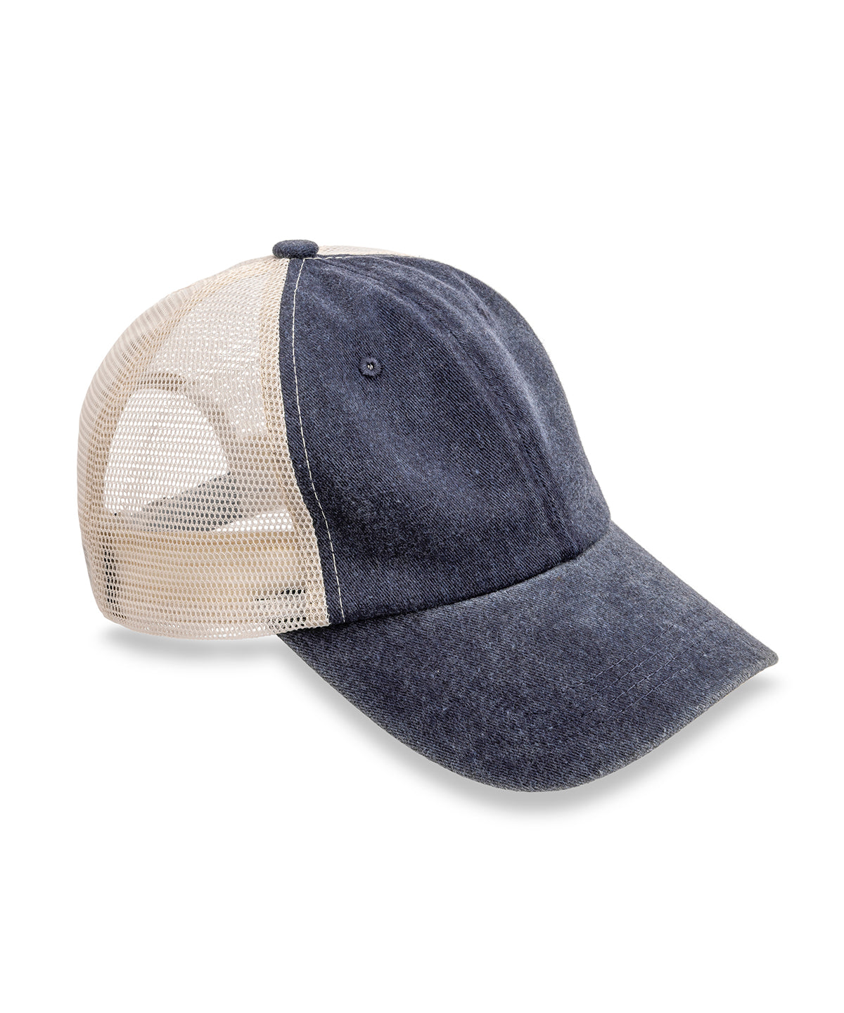 Result Headwear Vintage Trucker Cap in Vintage Denim, front view