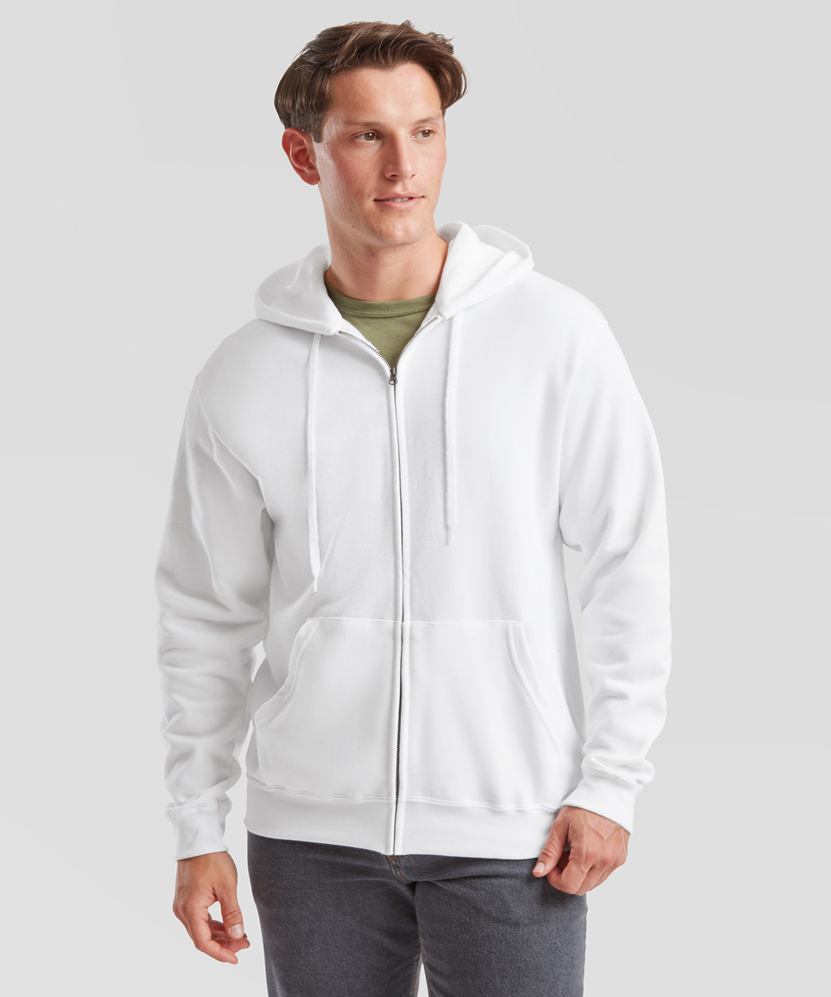 Fruit of the Loom Classic 80/20 Hooded Sweatshirt Jacket, ready to custom print with your logo or design