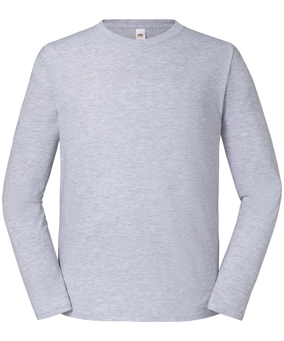 Fruit of the Loom Iconic 195 Ringspun Premium Long Sleeve T-Shirt in Heather Grey, front view