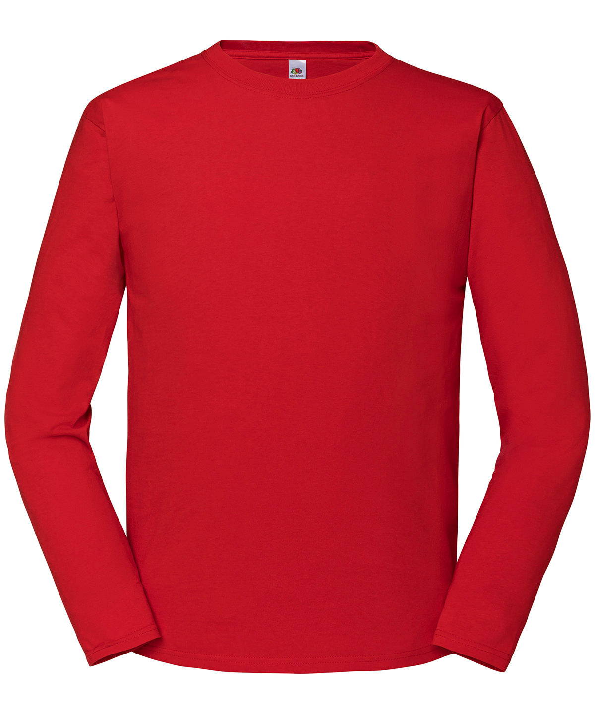 Fruit of the Loom Iconic 195 Ringspun Premium Long Sleeve T-Shirt in Red, front view