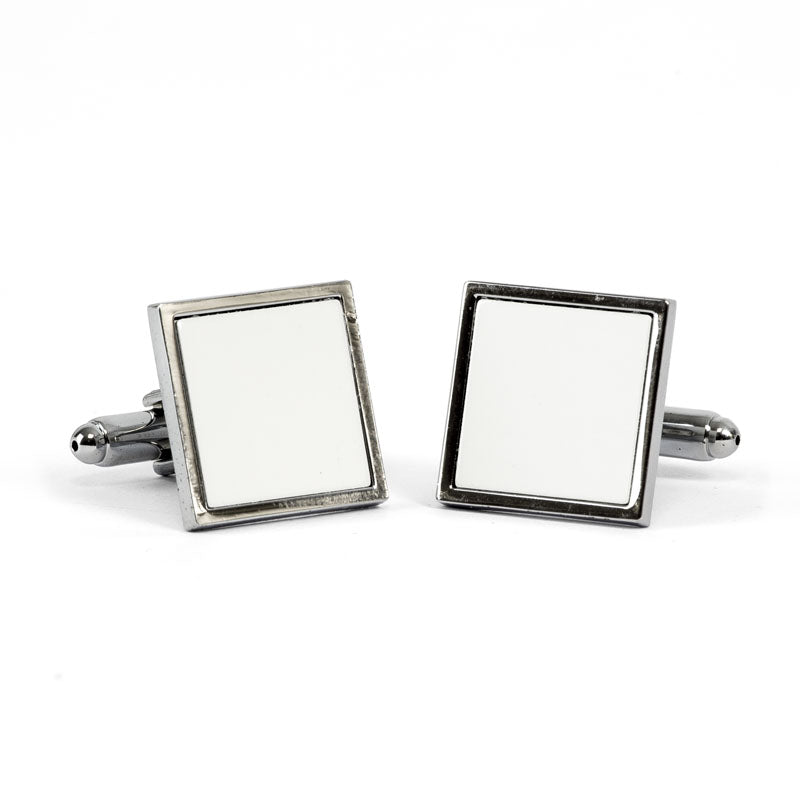 Round Cufflinks (Pair) - Silver (Square)