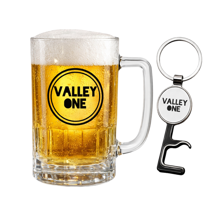 Valley One Beer Glass & Bottle Opener Set