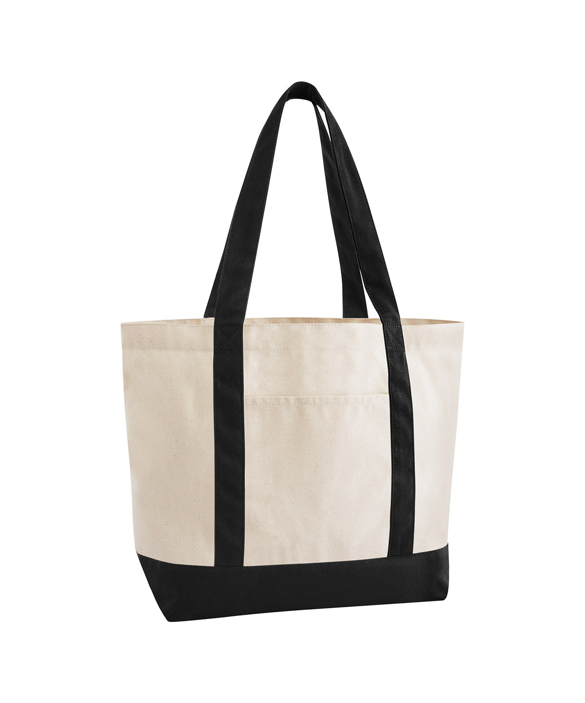 Blank natural and black organic tote bag, front view, ready for your logo or artwork