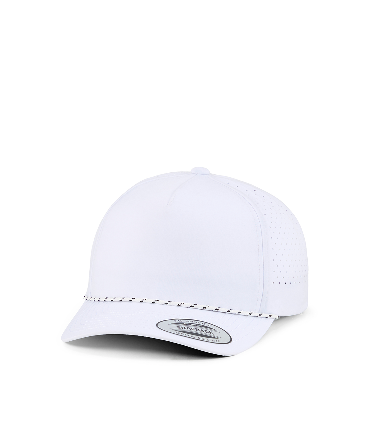 YP Classics 5-panel snapback cap with perforations and braided rope - White