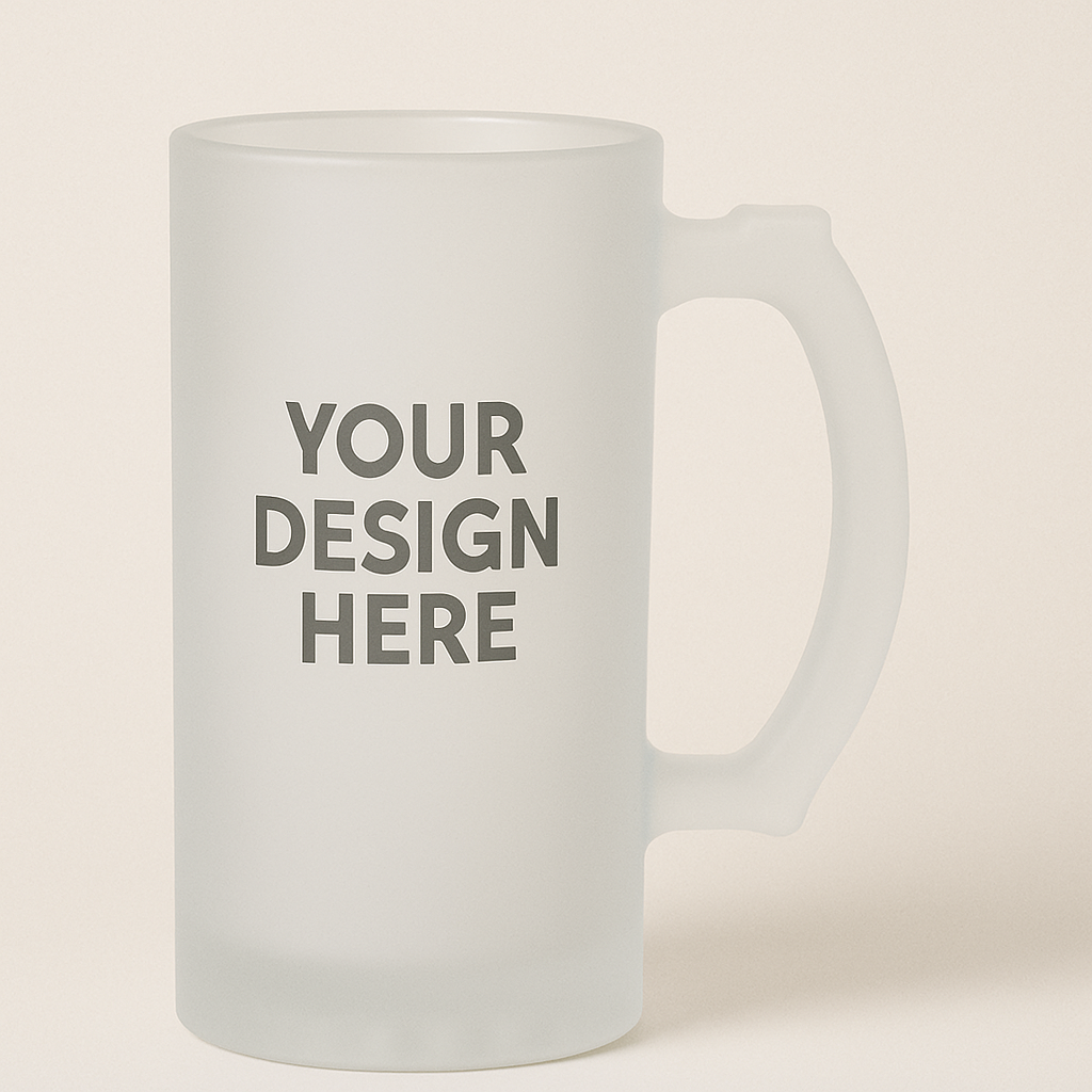 Customisable Frosted Glass 'Trigger' Beer Stein – 16oz