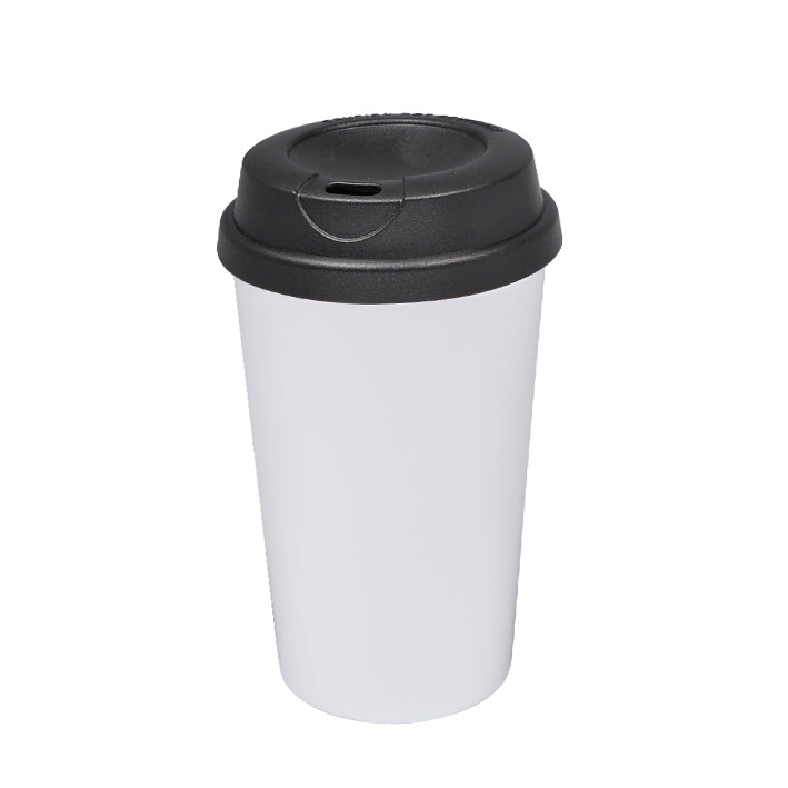 380ml Polymer Travel Mug - White / Black Lid