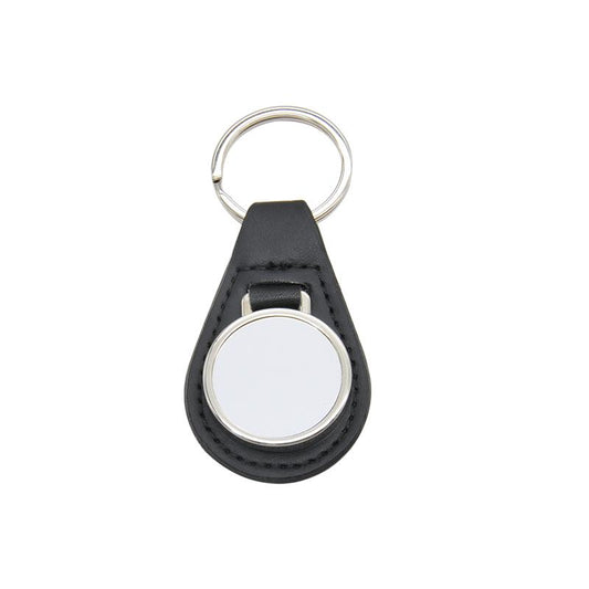 Round Leather-Backed Keyring