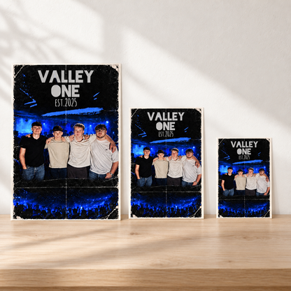 Three sizes of the Valley One EST. 2025 poster side by side