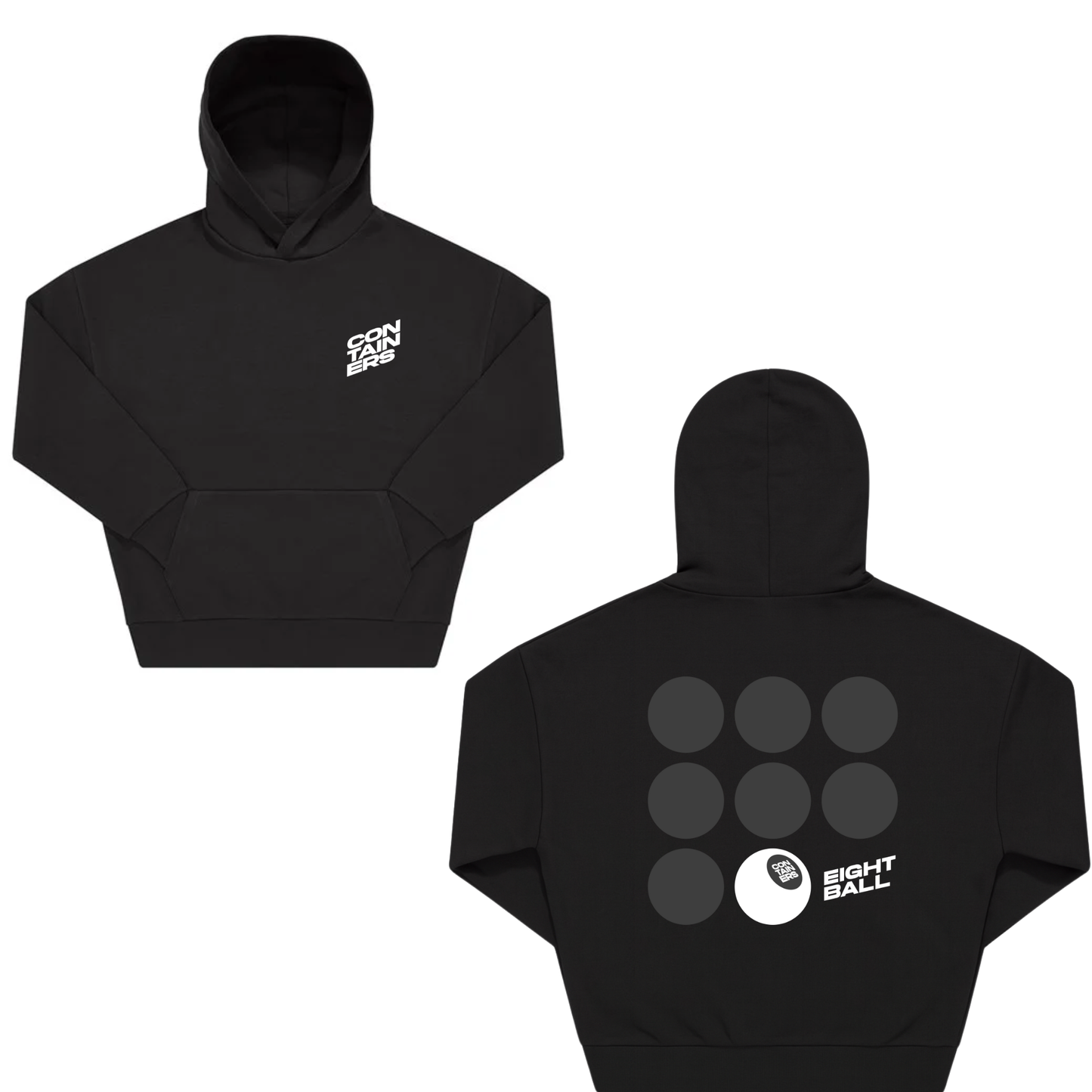 THE CONTAINERS – 8 BALL HOODIE - BLACK