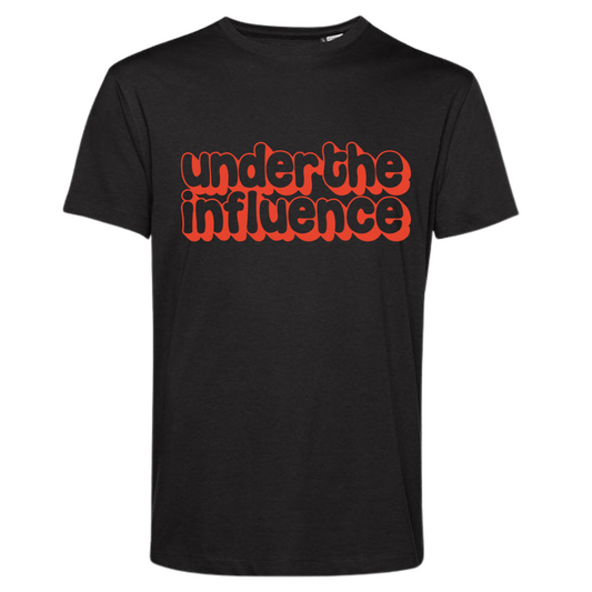 Under The Influence – Black T-Shirt (Red Print)