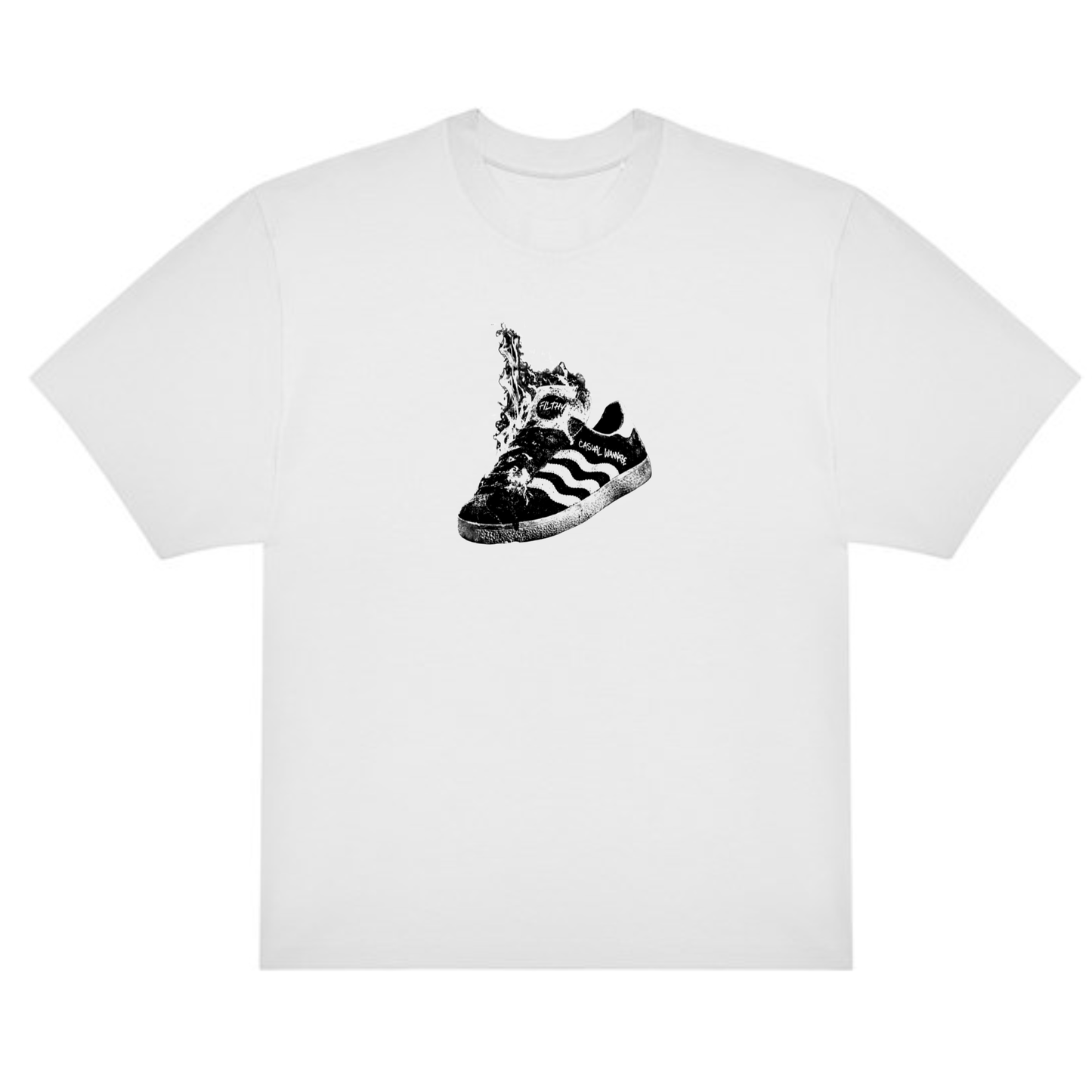 FILTHY RED “Burning Sole” T-Shirt (WHITE EDITION)