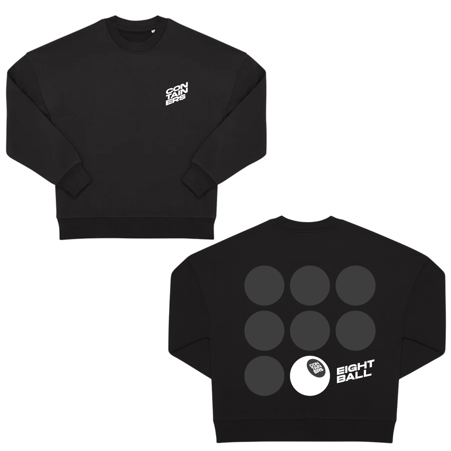 THE CONTAINERS – 8 BALL CREWNECK -BLACK