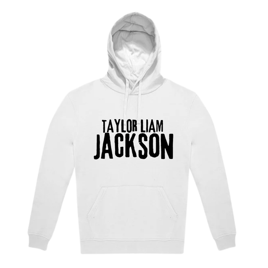 Taylor Liam Jackson – Signature Logo Hoodie (WHITE EDITION)