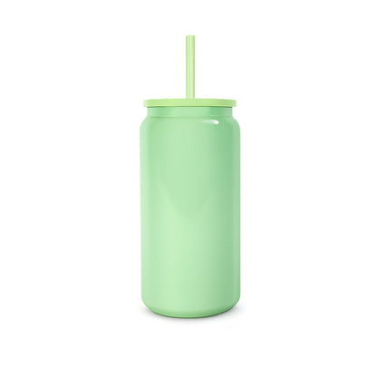 16oz Stainless Steel Tumbler with Straw - Green