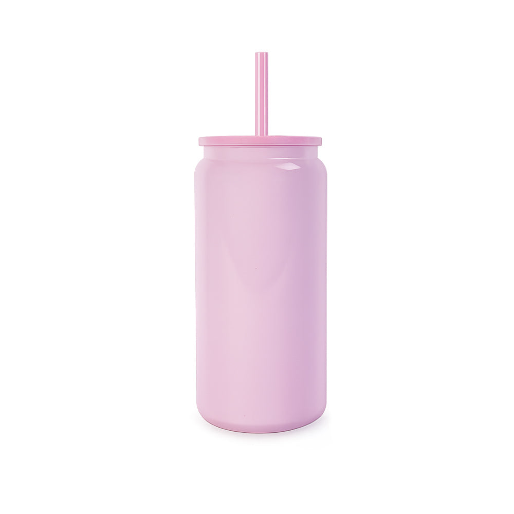 16oz Stainless Steel Tumbler with Straw - Pink