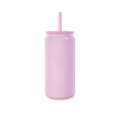 16oz Stainless Steel Tumbler with Straw - Pink