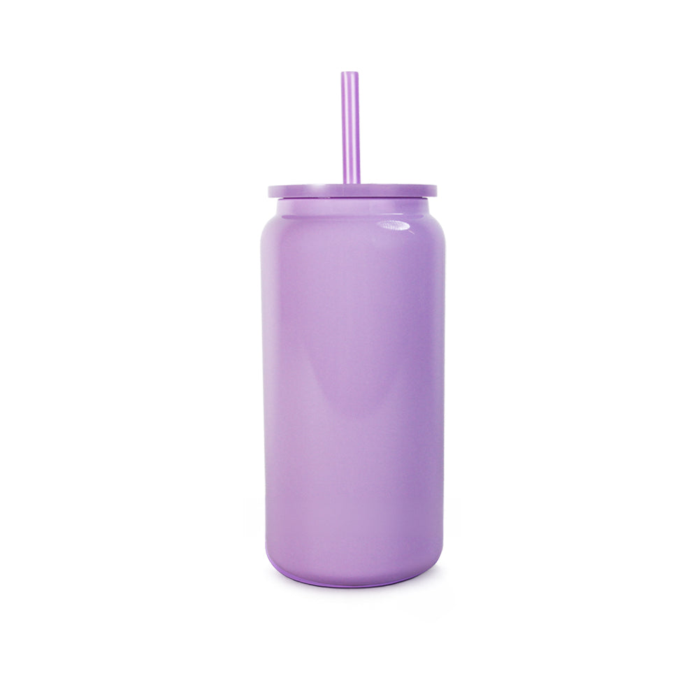 16oz Stainless Steel Tumbler with Straw - Purple