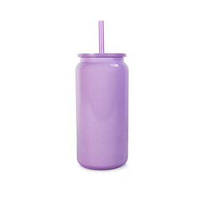 16oz Stainless Steel Tumbler with Straw - Purple
