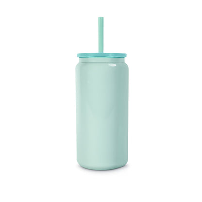 16oz Stainless Steel Tumbler with Straw - Turquoise