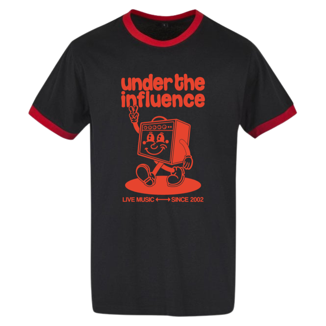 Under The Influence – Ringer Tee (Black/Red)
