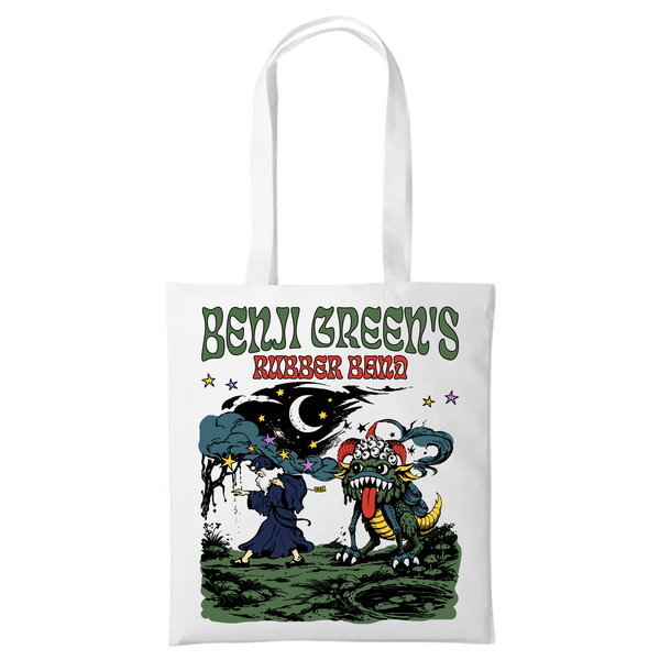 Benji Green's Rubber Band – Wizard & Beast Tote Bag (WHITE EDITION)