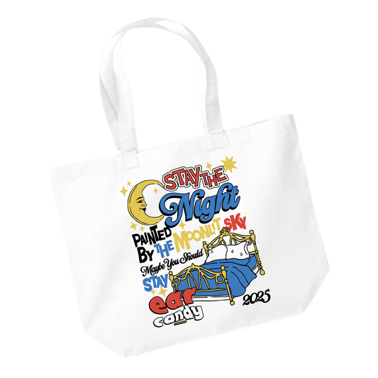 Ear Candy – “Stay The Night” Organic Premium Maxi Tote (White Edition)