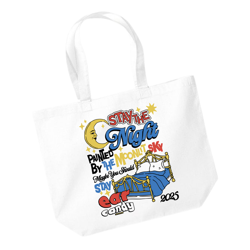 Ear Candy Stay the Night Organic Maxi Tote Bag White
