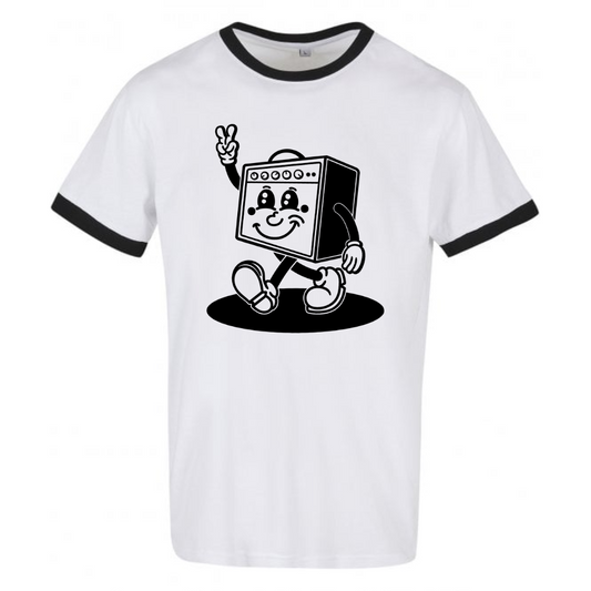 Under The Influence – White Ringer T-Shirt (Mascot Print)