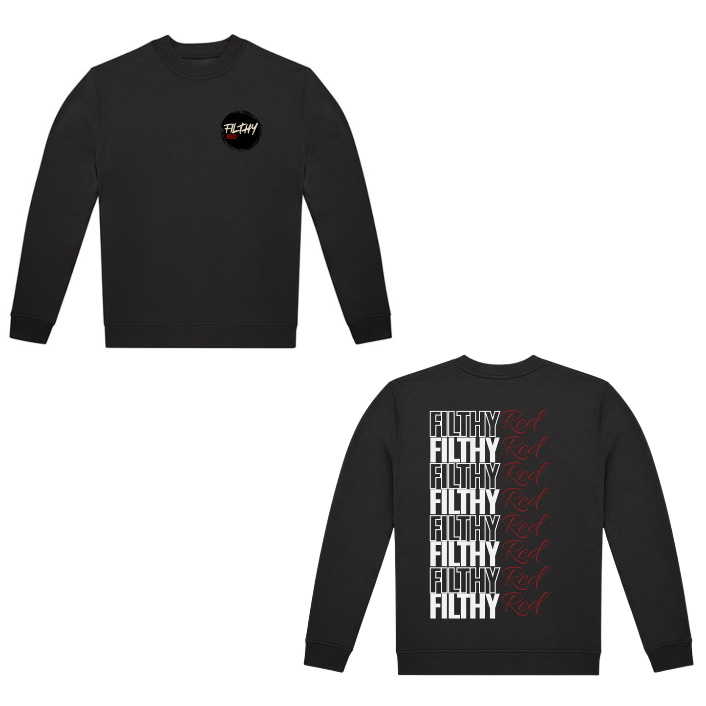 FILTHY RED “Stacked Script” Sweatshirt (BLACK EDITION)