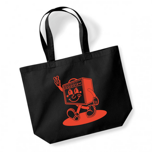Under The Influence – Black Tote Bag (Mascot Red Print)