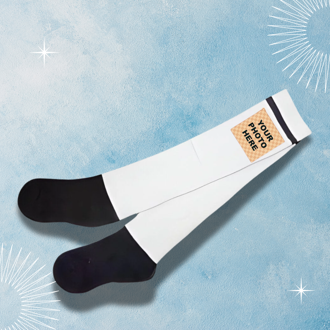 Customisable Socks - Black Toe - Football Socks - White - Men's - 40cm - Branding