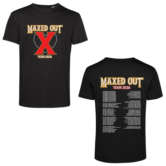 MAXED OUT X – LARGE LOGO  - TOUR 2026 T-SHIRT (BLACK EDITION)