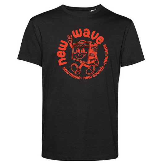 New Wave – Black T-Shirt (Red Print)