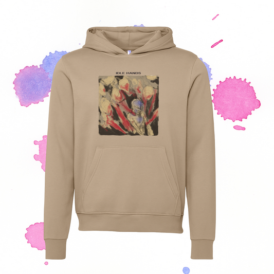 Idle Hands – Tan Art Print Hoodie