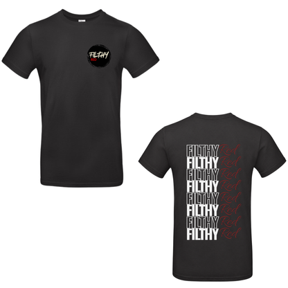 FILTHY RED Stacked Logo T-Shirt (BLACK EDITION)